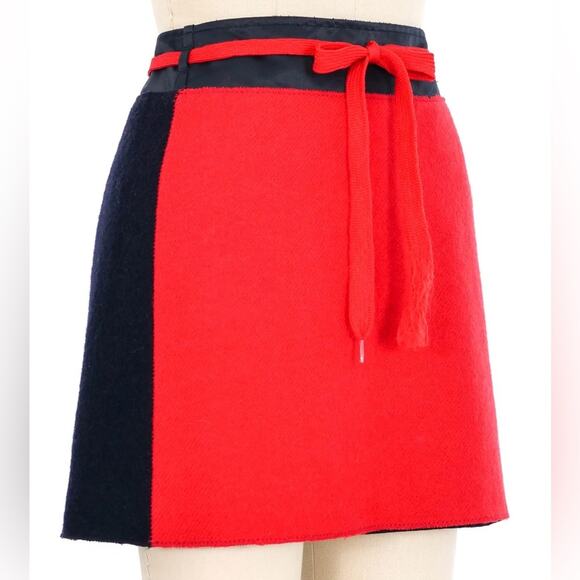 Miu Miu colorblock wool mini skirt- size 46 IT = US 10/Large - Picture 2 of 8